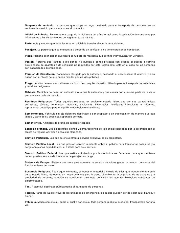 Reglamento De Transito Y Vialidad