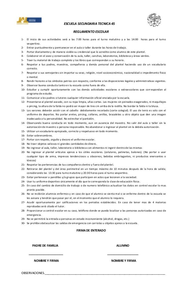 Reglamento escolar