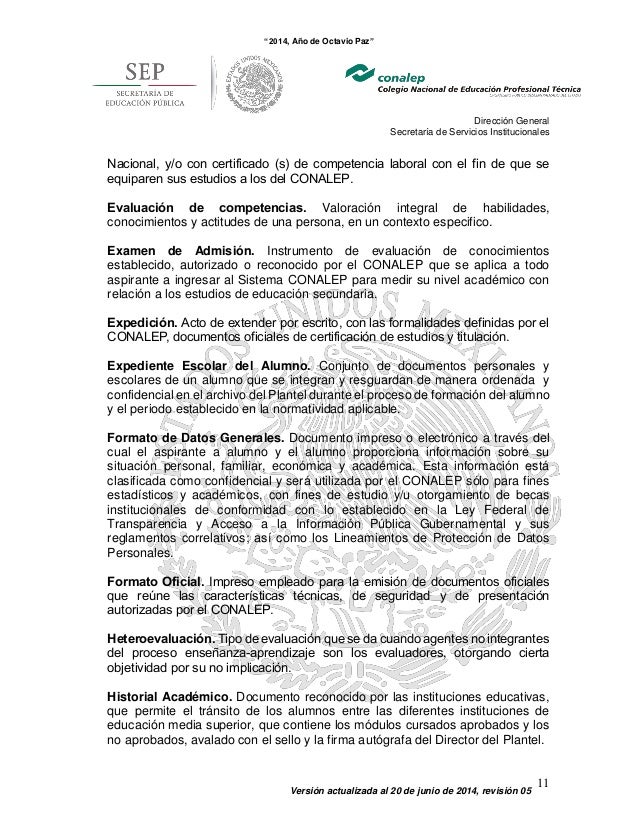 Reglamento escolar CONALEP