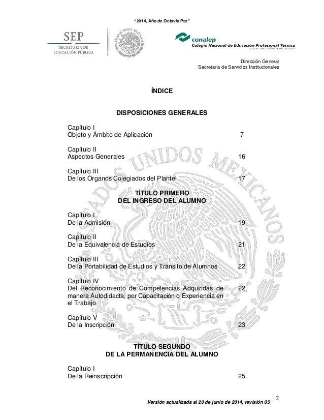 Reglamento escolar CONALEP