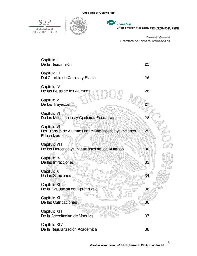 Reglamento escolar CONALEP