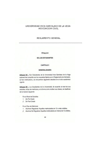 Reglamento general de estudiantes UIGV
