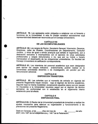 Reglamento general de la UNEFA