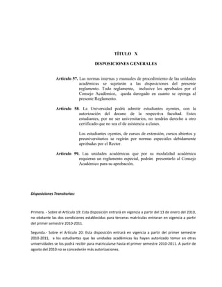 Reglamento General de Estudiantes - PUCE | PDF
