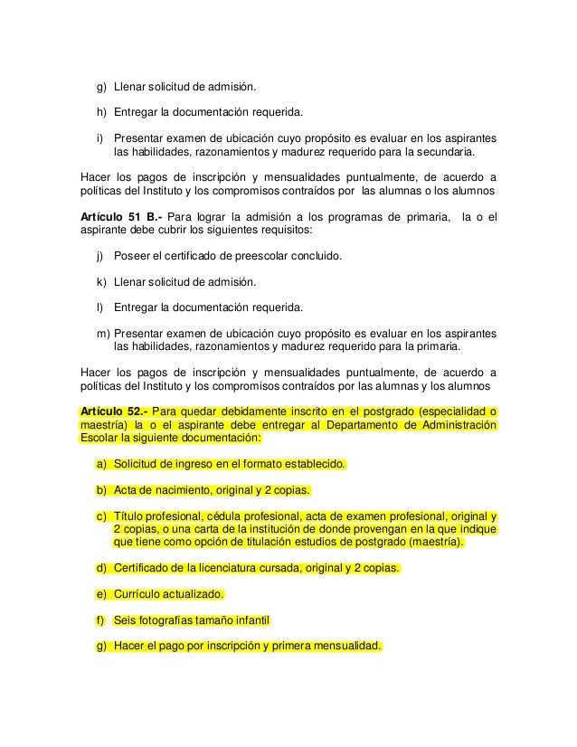 Reglamento General Interior del IUP Campus Tabasco