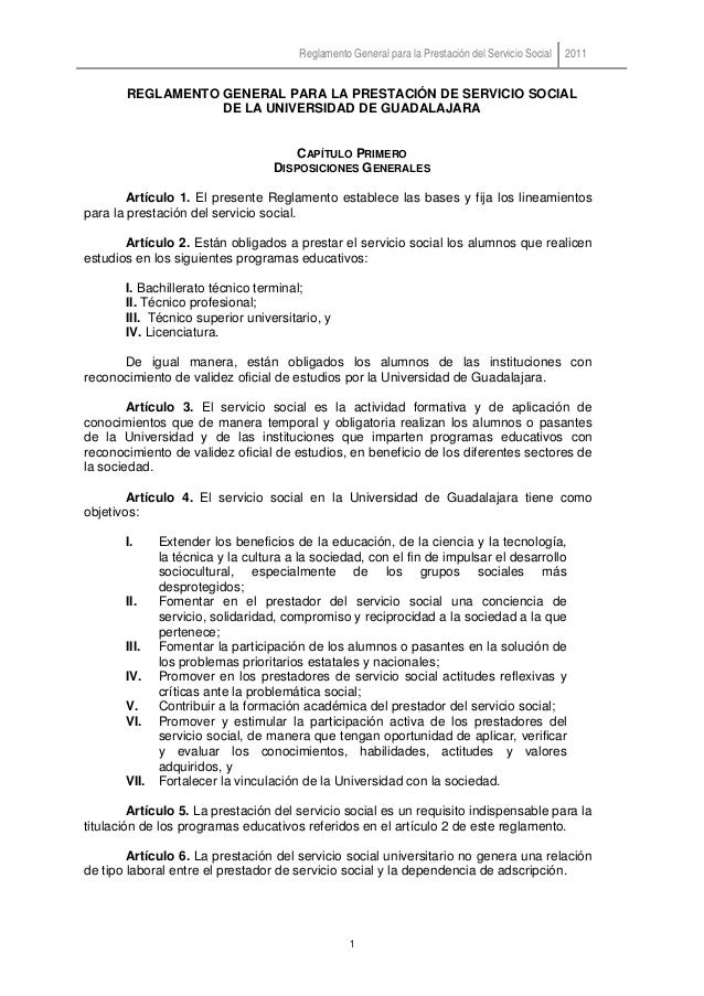 Reglamento general para la prestación de servicio social 