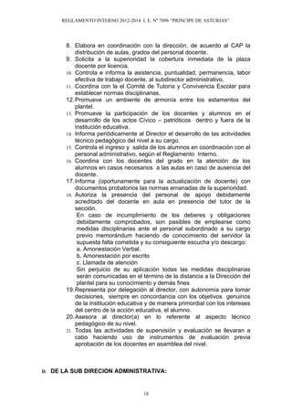 REGLAMENTO INTERNO 2012-2014 I. E. Nº 7096 “PRINCIPE DE ASTURIAS”




Es responsable de Coadyuvar con el cumplimiento de l...