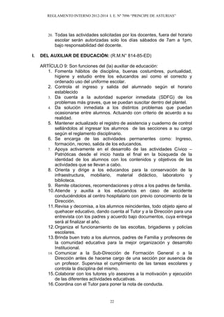 REGLAMENTO INTERNO 2012-2014 I. E. Nº 7096 “PRINCIPE DE ASTURIAS”




17. Realiza las formaciones del alumnado en el patio...