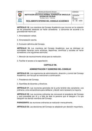 Reglamento Interno Consejo AcadéMico Ienss | PDF