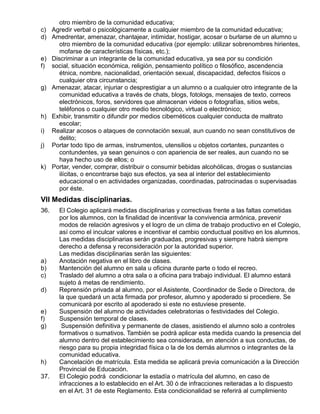 Reglamento interno de disciplina y convivencia del colegio | PDF