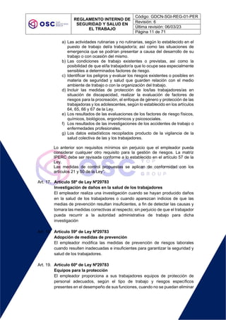 REGLAMENTO INTERNO DE SEGURIDAD Y SALUD EN EL TRABAJO | PDF