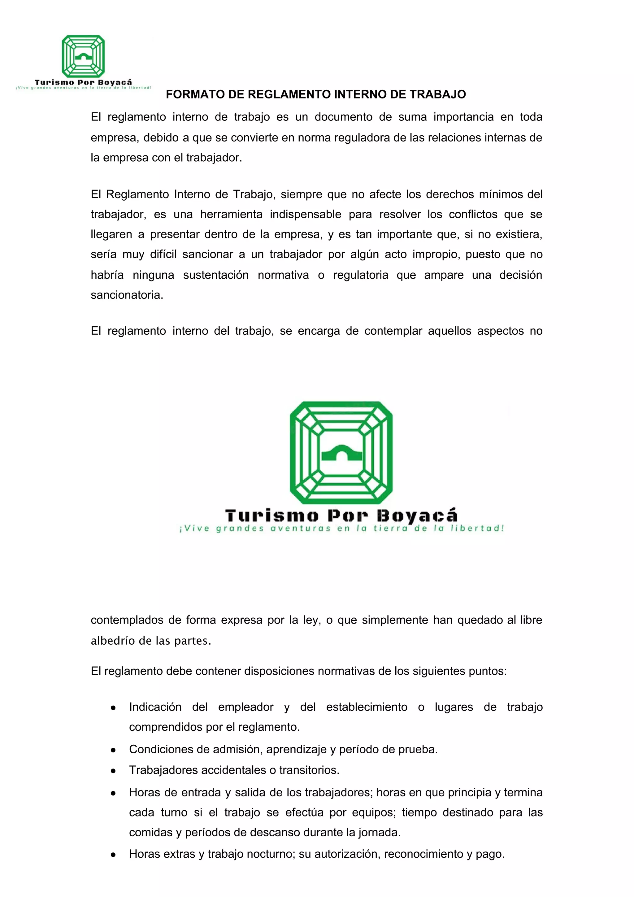Reglamento interno de trabajo | PDF