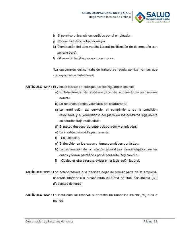 Reglamento interno de trabajo 2013
