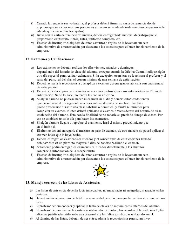 Reglamento interno personal docente