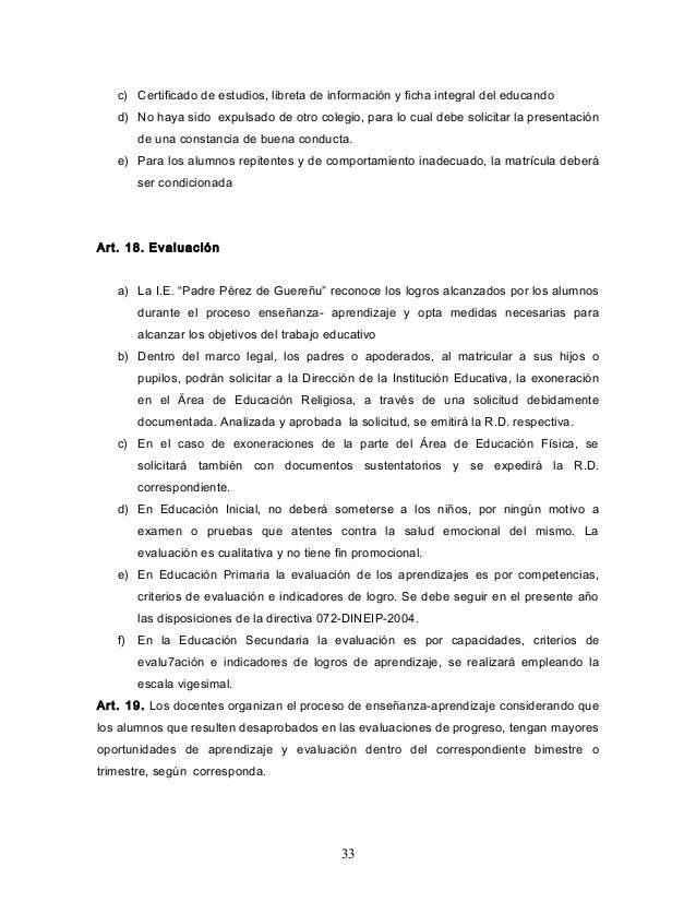 REGLAMENTO INTERNO 2013 - I.E PADRE PÉREZ DE GUEREÑUU