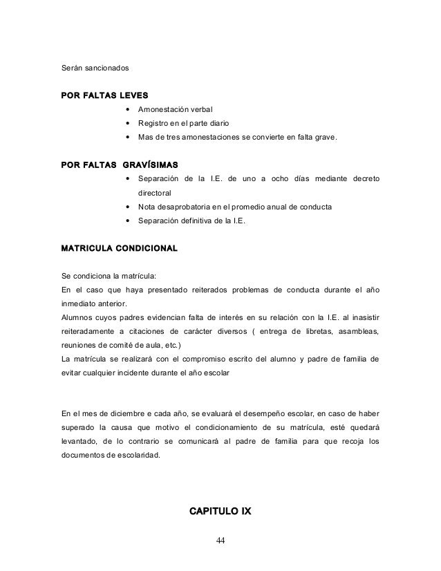 REGLAMENTO INTERNO 2013 - I.E PADRE PÉREZ DE GUEREÑUU