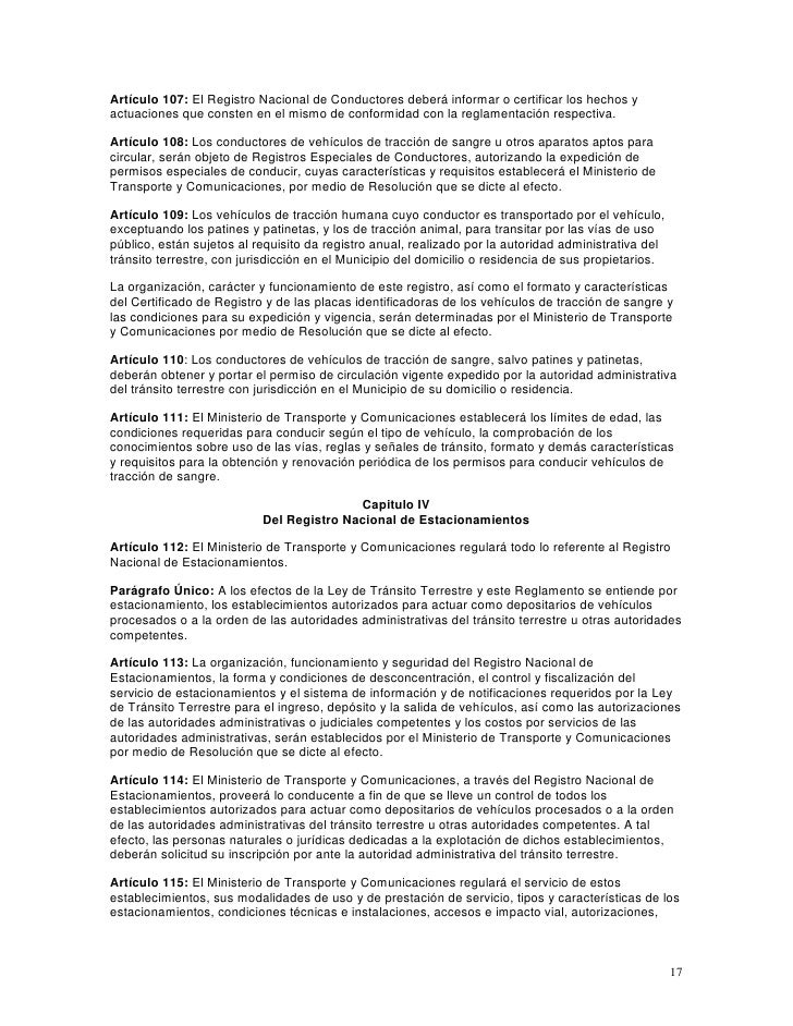 Reglamento Ley de Tránsito y Transporte Terrestre en Venezuela