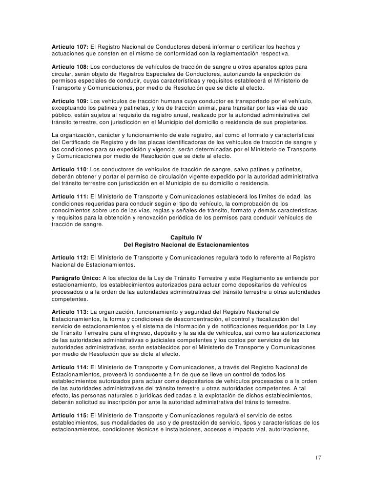 Reglamento Ley de Tránsito y Transporte Terrestre en Venezuela