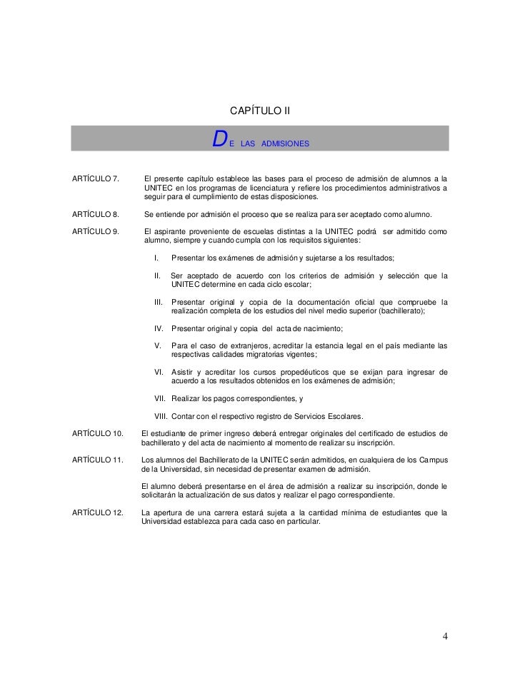 Reglamento licenciatura unitec