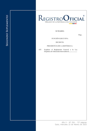 REGLAMENTO Ley Organica de Educación Intercultural | PDF