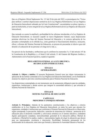 REGLAMENTO Ley Organica de Educación Intercultural | PDF