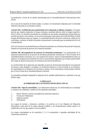 REGLAMENTO Ley Organica de Educación Intercultural | PDF