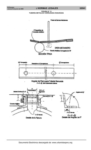El Peruano
Jueves 8 de junio de 2006 320541NORMAS LEGALES
R
EPUBLICA DEL PERU
FIGURA N° 13
TUBERÍA METÁLICA CORRUGADA RANURADA
Documento Electrónico descargado de: www.urbanistasperu.org
 