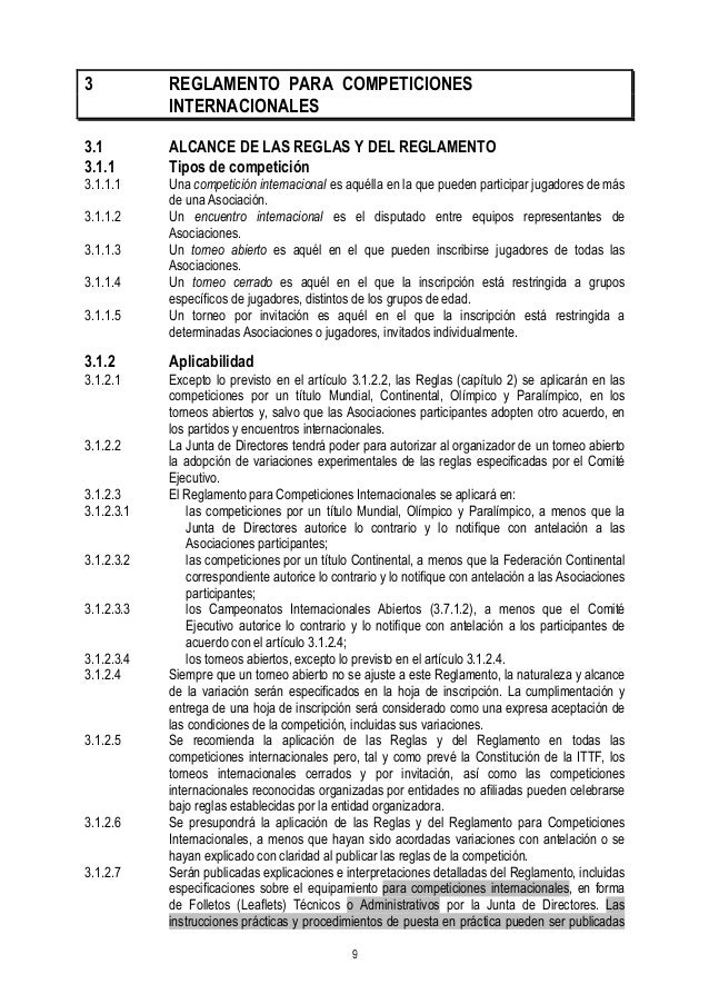 Reglamento oficial de tenis de mesa