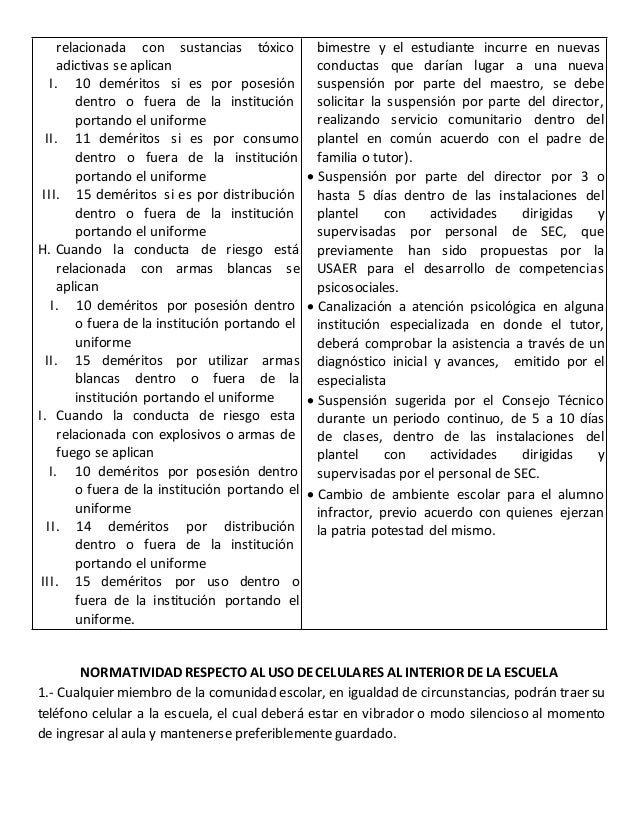 Reglamento Secundarias