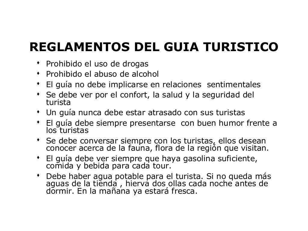 Reglamentos y normas turisticas