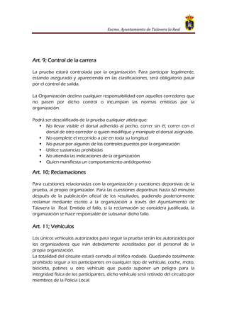 Reglamento VI Carrera Popular Solidaria Talavera 2018