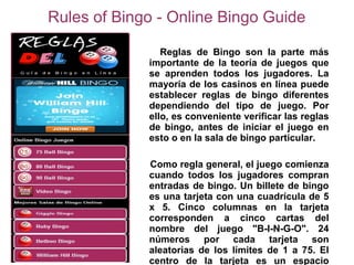 Reglas Generales Bingo