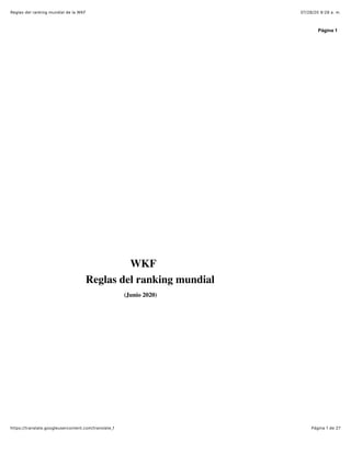 Wkf Ranking Reglas del ranking mundial de la wkf | PDF