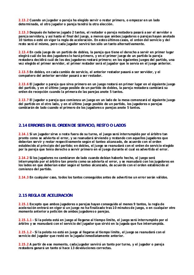 Reglas del tenis de mesa resumidas