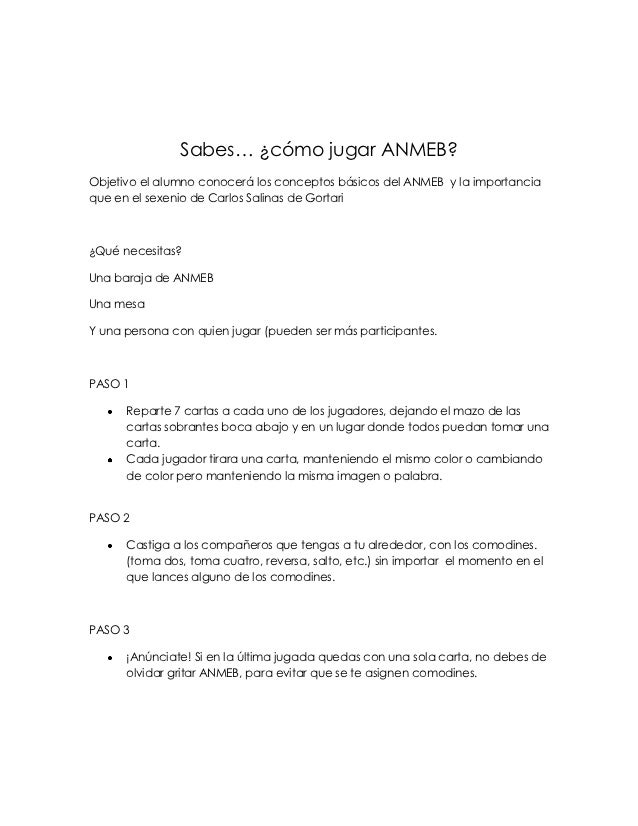 instrucciones cartas uno