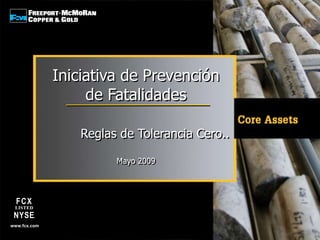 www.fcx.com
Iniciativa de Prevención
de Fatalidades
Mayo 2009
Reglas de Tolerancia Cero..
 