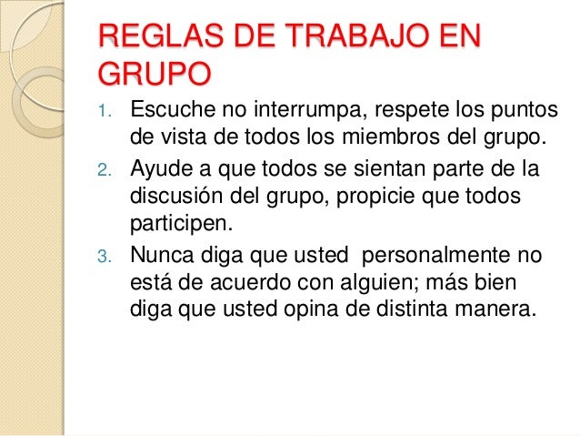 Reglas de trabajo en grupo