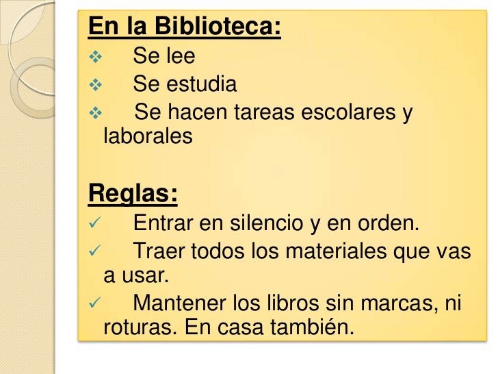 10 Reglas De Una Biblioteca En Ingles