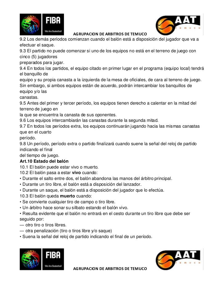 Reglas oficiales de baloncesto 2010
