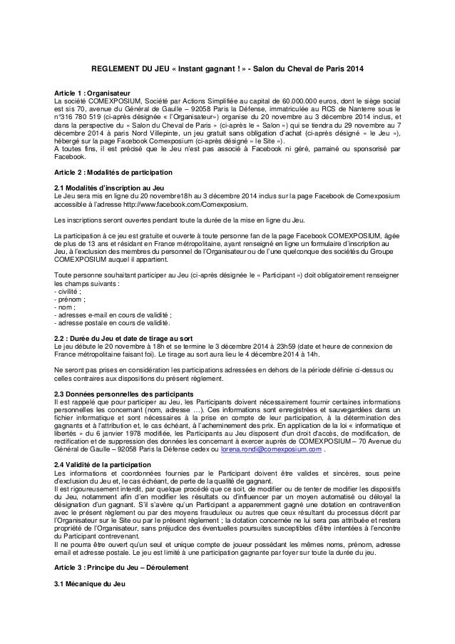 Reglement Salon Cheval 2014