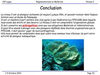 Level 2 Ffessm reglementation cours niveau 2 ffessm Plongee | PPT