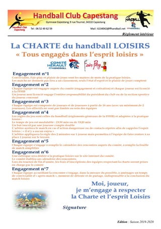 Règlement intérieur
Edition : Saison 2019-2020
 