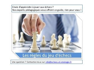 Envie d’apprendre à jouer aux échecs ?
Nos experts pédagogiques vous offrent ce guide, rien pour vous !
Une question ? Contactez-nous sur info@echecs-et-strategie.fr
 