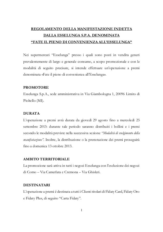 Regolamento Esselunga Q8