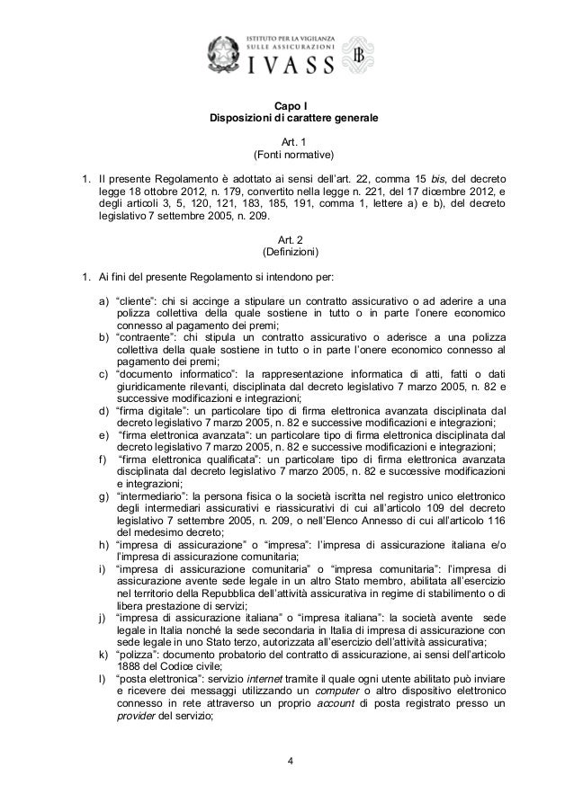 Regolamento IVASS n. 8 del 3 marzo 2015