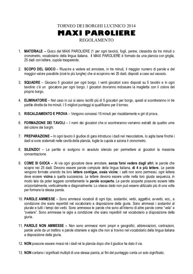 Regolamento Maxi Paroliere