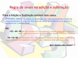 Regra dos Sinais - Jogo do Sinal 