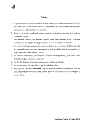 Regras básicas do torneio futebol de salão 2014 | PDF