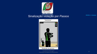 Sinalização violação por Passos
Conselho de Arbitragem
Federação Portuguesa de Basquetebol
63
REGRA 5 – Violações
 