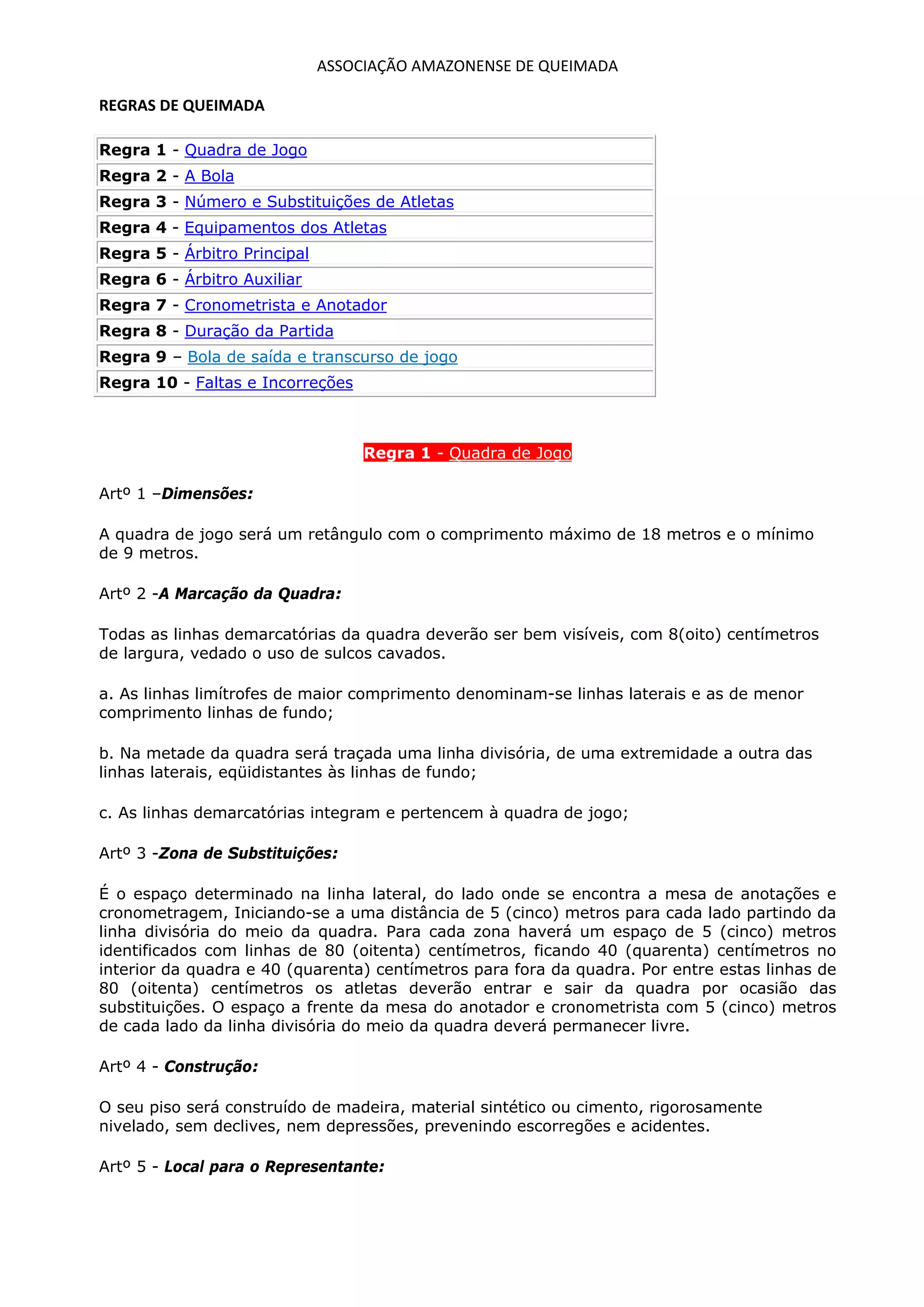 Regras de queimada | PDF